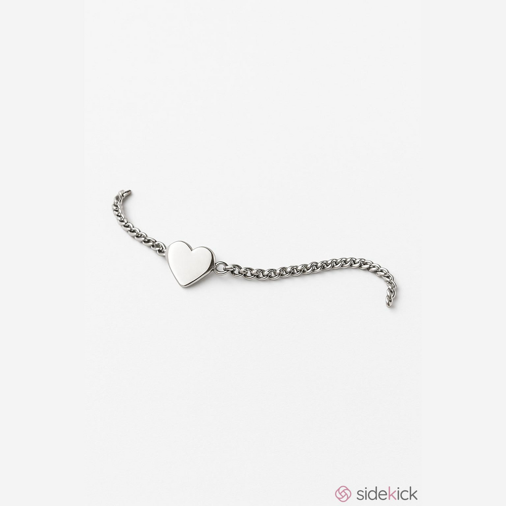 Silver Tone Heart Chain Bracelet NWOT